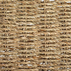 Household Essentials Handwoven Seagrass Rectangular Tray Set with Wood Handles, Natural, Set of 2