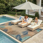 LIVEBOX Modern Easy Jute Outdoor Rug 8x10, Washable Rugs for Living Room Indoor Outdoor Non Slip Large Patio Tropical Leaf Farmhouse Area Rugs, Carpet for Backyard Office Decor(Olive 8'x10')