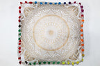 CRAFT KALA Gold Large Hippie Mandala Meditation Floor Ottoman Pillow Cushion Pouf Cover Square Poufs Bohemian Circle Floor Cushion Case Outdoor Fireplace Yoga Living Room Decor Cover 16" Square