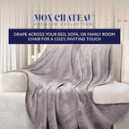 Mon Chateau 60" x 70" Fireside Mélange Throw Blanket, Contrast Stitching Soft Blanket for Queen-Size Bed, Couch, or Sofa, Cozy Home Decor and Stylish Living Room Comfort, Cedarwood