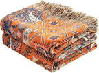 Boho Throw Blanket for Bed Couch 91" x 98", 100% Organic Cotton Skin-Friendly Ultra Soft Quilt Throw - Floral Rustic Living Room Decor Luxury Reversible Blanket for Sofa Chair and Gift