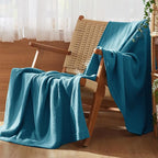 Bedsure 100% Cotton Muslin Throw Blanket Twin XL for Bed - 4-Layer Breathable and Lightweight Thin Soft Summer Gauze Muslin Blankets for Adults, Teal, 66x90 Inches