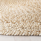 SAFAVIEH Natural Fiber Round Collection 4' Round Ivory NF804B Handmade Boho Charm Braided Jute Area Rug
