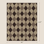 JTJ Easy Jute Diamond 8x10 Area Rug for Living Room - Checkered Plaid Rug for Patio, Bedroom, Home Office, Woven Low Pile Washable Beige Black Geometric Front Porch Décor
