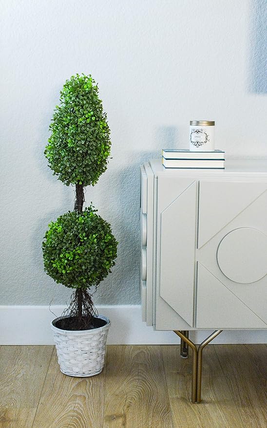 Admired By Nature Set of 2 White Bamboo 6" w/Soft Liner Bambo Pot