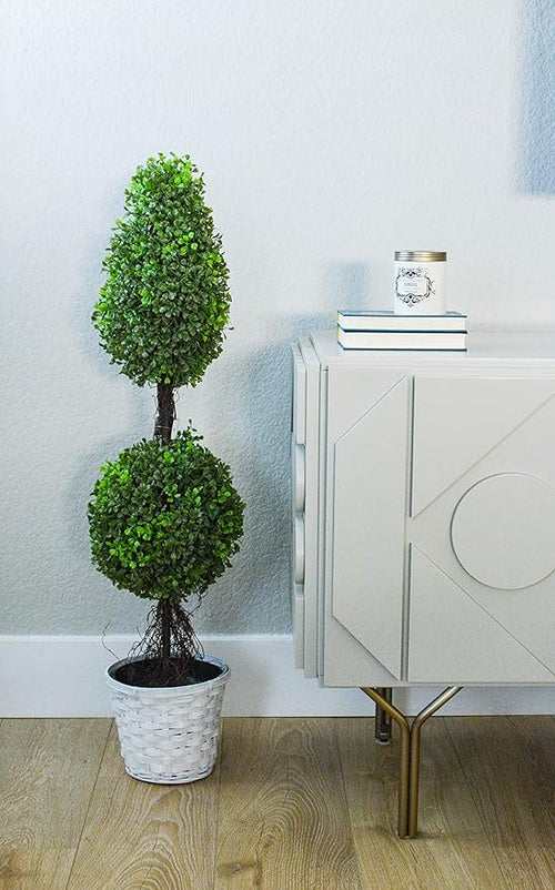 Admired By Nature Set of 2 White Bamboo 6" w/Soft Liner Bambo Pot