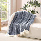 WRENSONGE Throw Blanket Cationic Dyeing Navy Blue Soft Cozy Fluffy Warm Hand Made Throw Blankets for Couch, Sofa, Chair, Bed, Camping, Picnic, Travel Lightweight Bed Blanket - 50"x60"