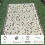 Snycler Flowers and Plants Throw Blanket for Bed 50 * 60inch Woven Blanket Cotton Polyester Farmhouse Decor for Indoor Outdoor Sofa Bedroom Garden，All Season （Butterflies）