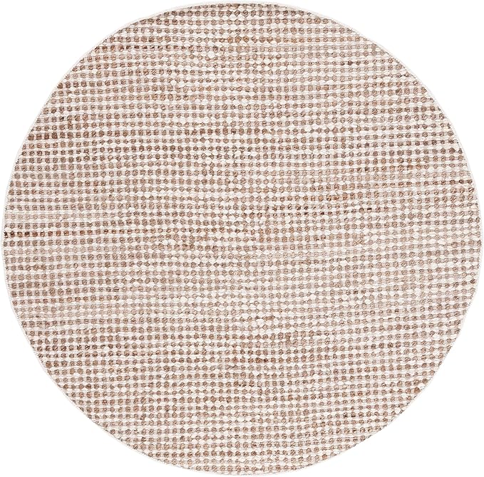 SAFAVIEH Natura Collection Area Rug - 6' Round, Beige & Ivory, Handmade Flat Weave Wool & Jute, Ideal for High Traffic Areas in Living Room, Bedroom (NAT349B)