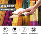 Kitchen Mats for Floor Colorful kitchen rugs Cool Wooden Abstract Anti Fatigue Kitchen Mats Waterproof Floor Mats Cushioned Non-Skid Standing Mats for Laundry, Sink, Set of 2,17.3 x 28+17.3 x 47 Inch