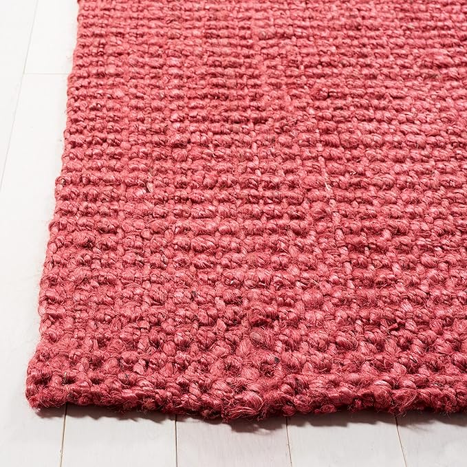 SAFAVIEH Natural Fiber Collection Area Rug - 9' x 12', Red, Handmade Farmhouse Jute, Ideal for High Traffic Areas in Living Room, Bedroom (NF730D)
