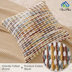 AmHoo Boho Chenille Pillow Cover Decorative Tufted Pillowcase for Couch Bed Sofa Bedroom Living Room Modern 20 x 20-Inch Brown