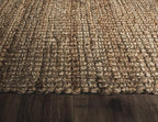 SAFAVIEH Area Rug 5' Square - Natural Fiber Collection - Natural Brown, Handmade Jute, Farmhouse Style, Chunky Textured Thick Pile (NF447A)