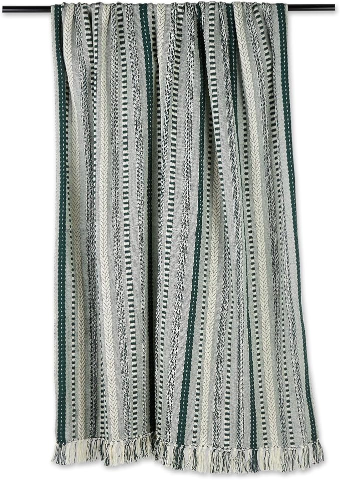 DII Braided Striped Decorative Throw Blanket, 50x60, Dark Green