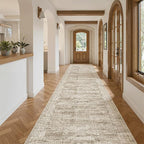 Hallway Runner 3x14 - Runner Rugs 14ft Washable Entryway Rug Vintage Kitchen Runners Non Slip Indoor Rug Farmhouse Carpet Runner for Bathroom Living Room Bedroom, Brown