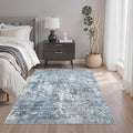 Area Rugs 4x6 for Living Room, Vintage Abstract Washable Rugs for Dining Room, Kitchen, Non-Slip Area Rug Blue