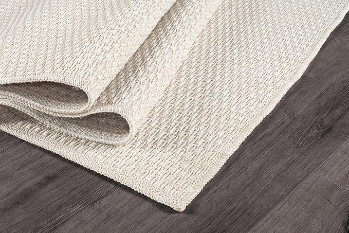 Easy Jute Rug 4x6 Indoor Outdoor Natural Rugs Solid Fiber Rug Woven Area Rug Boho Easy Clean Inside Carpet for Living Room Bedroom Dining Room Hallway or Outdoor Patio Porch (4 X 6 Bone)