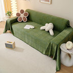 ROOMLIFE Sofa Covers for 3 Cushion Couch Boho Style Green Block Sectional Couch Covers Practical Futon Sofa Slipcover Versatile Couch Cover Blanket for Dogs Cats Couch Protector, 71"x134"