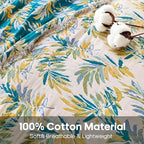 Boho Throw Blanket 50"x60" 100% Cotton Couch Tassel Blanket with Leaf Pattern,Soft Breathable Lightweight Spring Decorative Reversible Blankets for Sofa Bed Decor All Season