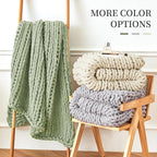 Admitrack Chunky Knit Blanket Throw, 100% Hand Knit Chenille Throw Blanket for Sofa & Home Decor, Soft and Cozy Knitted Throw Blankets (Ivory，40"x50")