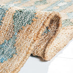 SAFAVIEH Area Rug 8x10 - Kilim Collection - Large - Natural & Blue, Flat Weave Jute, Ideal for Living Room, Bedroom, Office, Dining Space (KLM759M)