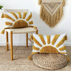 Boho Throw Pillow Covers 12x20 Inch Sun Tufted Lumbar Pillow Covers with Tassels, Bohemian Farmhouse Decorative Cushion Cover for Couch Sofa Bedroom Living Room Home Decor (Yellow-Thick)