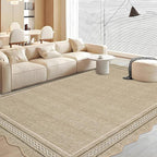 Garvee Washable Area Rugs 9x12 Living Room Rug Scalloped Printed Non Slip Soft Bedroom Rugs Low Pile Foldable Large Rug Stain Resistant Carpet for Nursery Dining Room Classroom, Jute Color