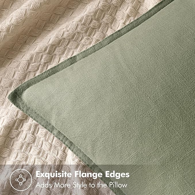 MIULEE Decorative Linen Euro Sham Pillow Covers 24x24 Sage Green Boho Farmhouse Neutral Spring Couch Throw Pillows for Bed Pack of 2 Accent Modern Pillowcase Summer Sofa Livingroom Home Decor