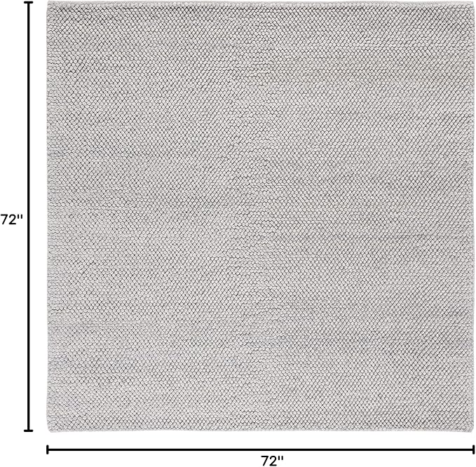 SAFAVIEH Natura Collection Area Rug - 6' Square, Silver, Handmade Wool Blend, Textured Design, Ideal for Living Room, Bedroom, Dining Space (NAT425G)