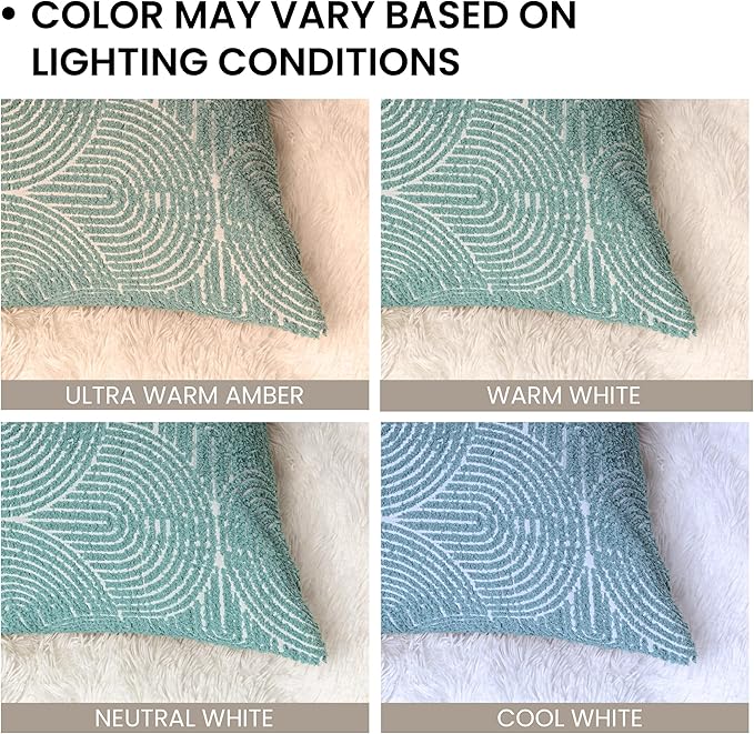 AELS Boho Decorative Textured Throw Pillow Covers 18x18, Modern Mid Century Rainbow Tufted Pillow Case, Farmhouse Rustic Geometric Woven Cushion Case for Bed Couch Sofa, Green