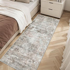 Runner Rug 2x6 Washable Non-Slip Kitchen Runner Rugs for Bathroom Laundry Room Pink/Grey Vintage Floor Carpet Runners for Hallway Entryway