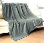 KyraHome Muslin Blankets for Adults, Bed, Couch, 90" x104“ King,100% Organic Cotton Pre-Washed, Breathable Lightweight Gauze Bed Blankets, Bedspread, All Season, Sage Green