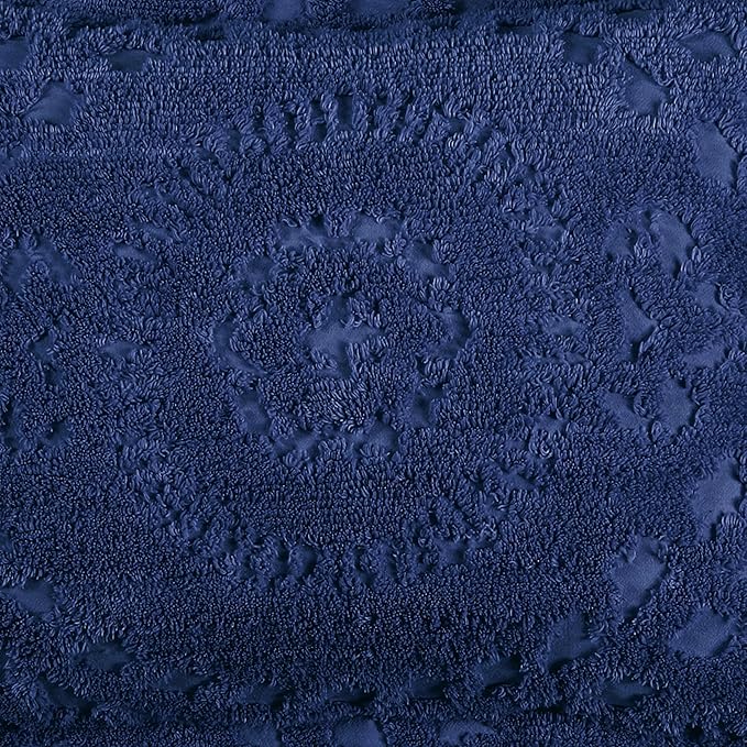 Better Trends Rio Collection is Super Soft and Light Weight in Floral Design 100% Cotton Tufted Unique Luxurious Machine Washable Tumble Dry, Euro Sham, Navy
