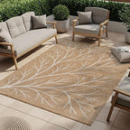 Washable Indoor Outdoor Rug 10x14 Modern Area Rugs Branch Pattern Non Shedding Waterproof Easy Clean Patio Deck Porch Living Room Bedroom Garden RV (10 X 14 Natural)