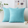 Home Brilliant Teal Throw Pillow Covers Pack of 2 Supersoft Striped Textured Velvet Corduroy Decorative Throw Pillow Cases Throw Pillows for Bed, 50x50 cm, 20 x 20 Inch, Teal