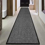 GOYLSER 16ft Extra Long Jute Runner Rugs for Hallways, Rubber Backed Hall Floor Mat Non Slip, Absorbent Entry Way Runner Rugs Indoor, Black