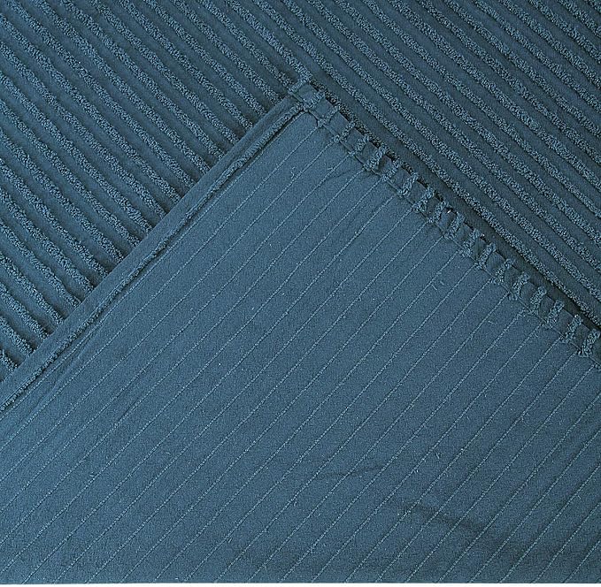 Better Trends Chenille Bedspreads Twin Size, Teal 100% Cotton Chenille Stripe Design Tufted Bedding Coverlet Soft Lightweight, 96"x110" with 1 PC Sham 2 Pieces Set Jullian Collection