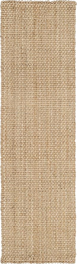 SAFAVIEH Natural Fiber Collection Runner Rug - 2'3" x 20', Natural Brown, Handmade Jute, Basketweave Design (NF401A)