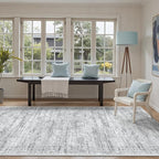 4x10 Wide Hallway Runner Rug: Washable Soft Rug Runners for Living Room Bedroom Ktichen, Stain Resistant Low Pile Area Rugs Non Slip Floor Carpet (Grey, 4x10)
