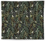 WNAGT Dark Vintage Floral Botanical Tapestry Wall Hanging, Cottage Core Decor, Green Fern Leaf Plant Flower Wall Blanket Decor for Home Bedroom Living Room, 50x60 Inch