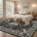 8x10 Area Rugs for Living Room: Washable Rug Soft Vintage Boho Medallion Carpet Indoor Non-Slip Stain Resistant Large Carpets for Bedroom Dining Room Farmhouse Nursery Home Office Black Gold
