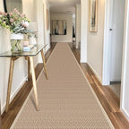 19ft Jute Hallway Rug Runner Non Slip, Rubber Backed Long Laundry Floor Runner Mat for Bedroom Entryway Backyard, Khaki