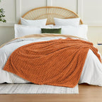 EXQ Home Fall Blanket Twin Size for Couch or Bed - 3D Imitation Turtle Shell Jacquard Decorative Fleece Blankets - Cozy Soft Lightweight Fuzzy Flannel Blanket Suitable for All Seasons(60"×80",Orange)