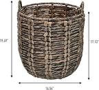 happimess BSK1003B Laurel 19.49" Bohemian Handwoven Abaca Hamper Basket with Handles, Brown for Storage and Decoration in Bathroom, Bedroom, Living Room