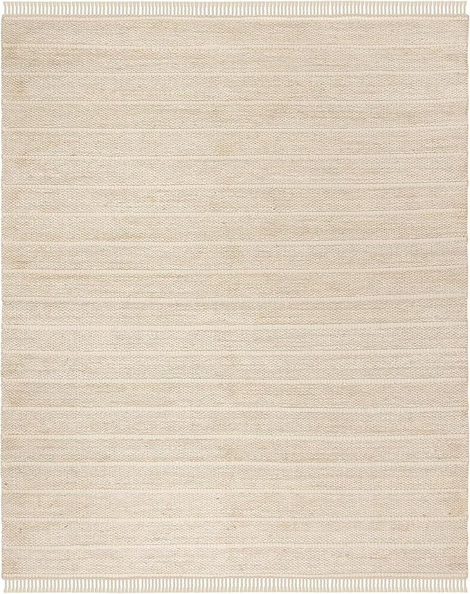 SAFAVIEH Area Rug 8x10 - Natural Fiber Collection - Large - Ivory & Ivory, Handmade Jute, Ideal for Living Room, Bedroom, Dining Space (NF550B)