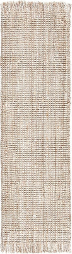 SAFAVIEH Natural Fiber Collection Runner Rug - 2'3" x 8', Grey & Beige, Handmade Woven Fringe Jute, Ideal for High Traffic Areas in Living Room, Bedroom (NF825F)