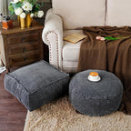 SUTAVIA Pouf Ottoman Cover Unstuffed Pouf Seat Decorative Soft Storage Bean Bag 20x20x8 Inches Square Floor Footrest for Living Room Bedroom (Dark Gray, Square)