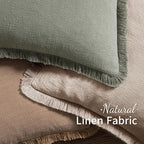 MIULEE Decorative Throw Pillow Covers Neutral Linen Fringe Throw Pillows Set of 2 Natural Linen Boho Farmhouse Cushion Covers with Tassels for Couch Sofa Bed Spring Home Decor 26x26 Inch