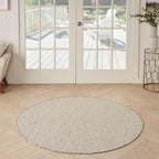 Nourison Home Courtyard Ivory Silver 5' x Round Area Rug - Easy Clean, Non Shedding, Bed Room, Living Room, Dining Room, Kitchen (5' x Round)