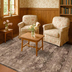 Boho Taupe Brown 5x7 Living Room Rug - Modern Vintage Traditional Oriental Neutral, Washable Low Pile Non-Slip Large Area Rugs for Nursery Dining Under Table